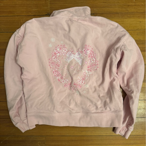 LoveShackFancy x Roller Rabbit Sugarplum Lattice Half Zip Sweatshirt Size S - Picture 5 of 5